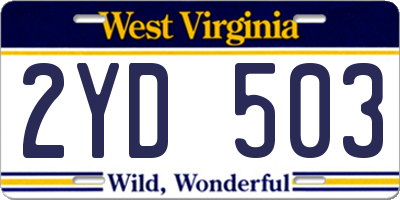 WV license plate 2YD503