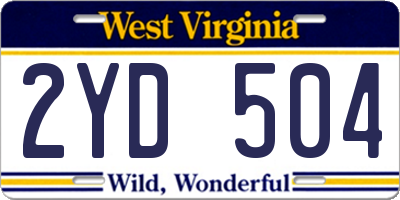 WV license plate 2YD504