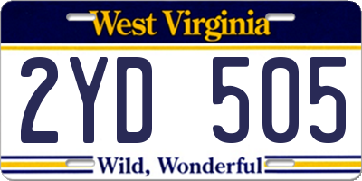 WV license plate 2YD505