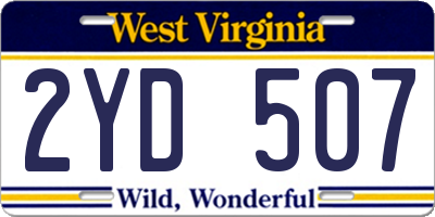 WV license plate 2YD507