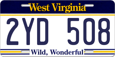 WV license plate 2YD508