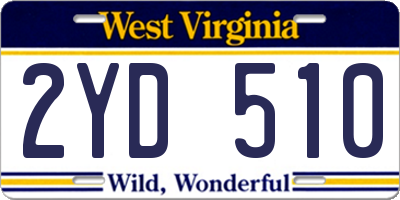 WV license plate 2YD510