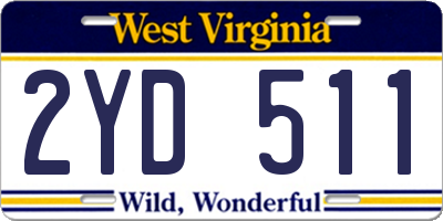 WV license plate 2YD511