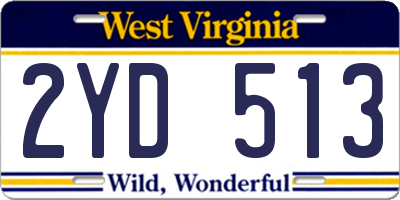 WV license plate 2YD513