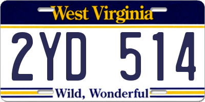 WV license plate 2YD514