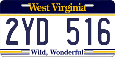 WV license plate 2YD516