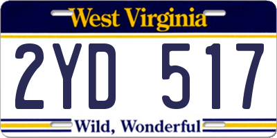 WV license plate 2YD517