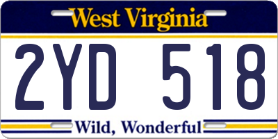 WV license plate 2YD518