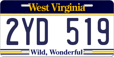 WV license plate 2YD519