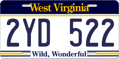 WV license plate 2YD522
