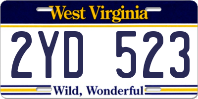 WV license plate 2YD523
