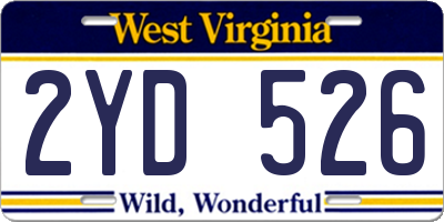 WV license plate 2YD526
