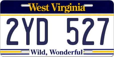 WV license plate 2YD527