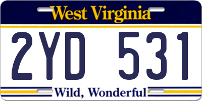 WV license plate 2YD531