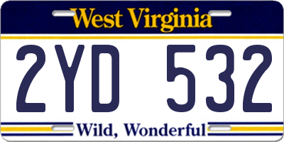 WV license plate 2YD532