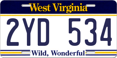 WV license plate 2YD534