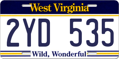 WV license plate 2YD535