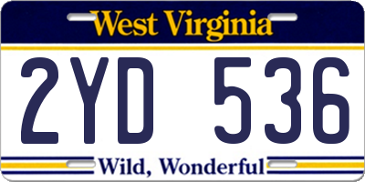 WV license plate 2YD536