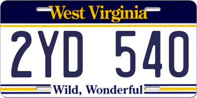 WV license plate 2YD540