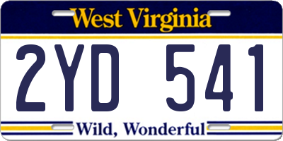 WV license plate 2YD541