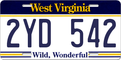 WV license plate 2YD542