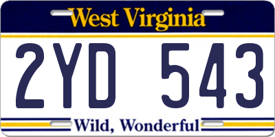 WV license plate 2YD543