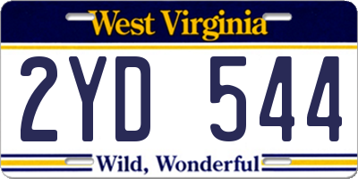 WV license plate 2YD544
