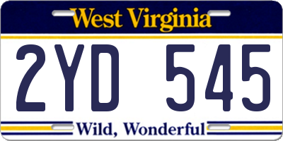 WV license plate 2YD545