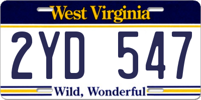 WV license plate 2YD547
