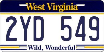 WV license plate 2YD549