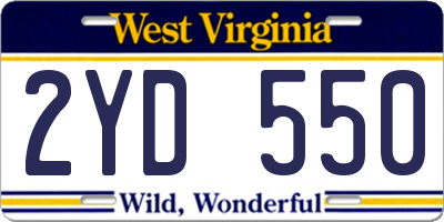 WV license plate 2YD550