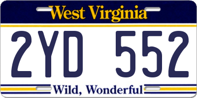WV license plate 2YD552