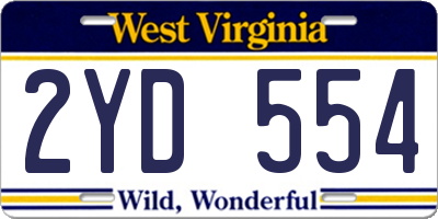 WV license plate 2YD554