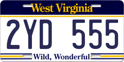 WV license plate 2YD555