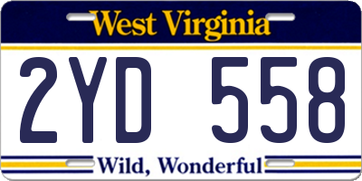 WV license plate 2YD558
