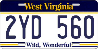 WV license plate 2YD560