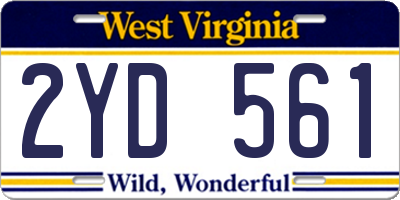 WV license plate 2YD561