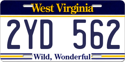 WV license plate 2YD562