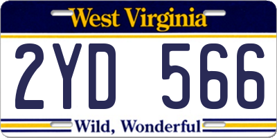 WV license plate 2YD566