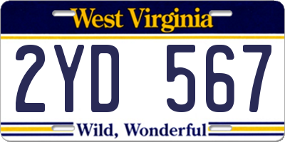 WV license plate 2YD567
