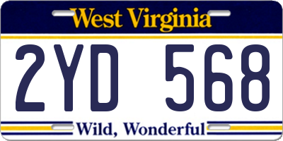 WV license plate 2YD568