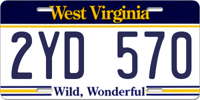 WV license plate 2YD570