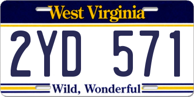 WV license plate 2YD571