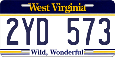WV license plate 2YD573