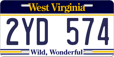 WV license plate 2YD574