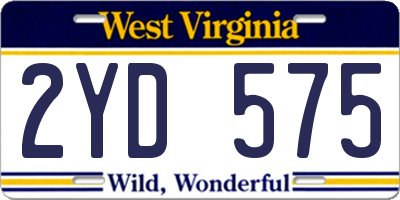 WV license plate 2YD575