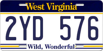 WV license plate 2YD576