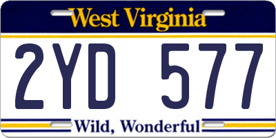 WV license plate 2YD577