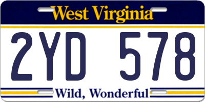 WV license plate 2YD578