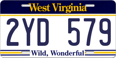 WV license plate 2YD579